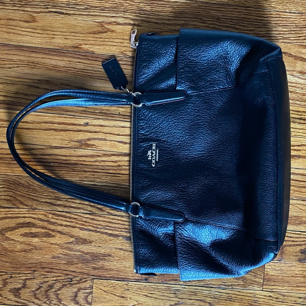 Black Pebbled Leather Coach Handbag